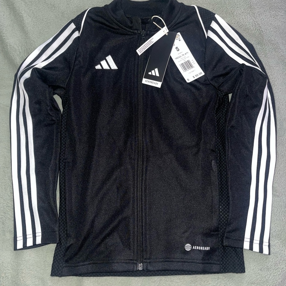 Adidas Striped Black and White Tracksuit Jacket NWT Youth S